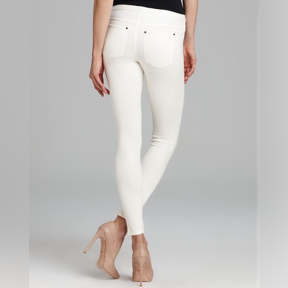HUE Original Denim Leggings Essential Jeggings Stretch Mid-Rise In White BNWT - Picture 2 of 15